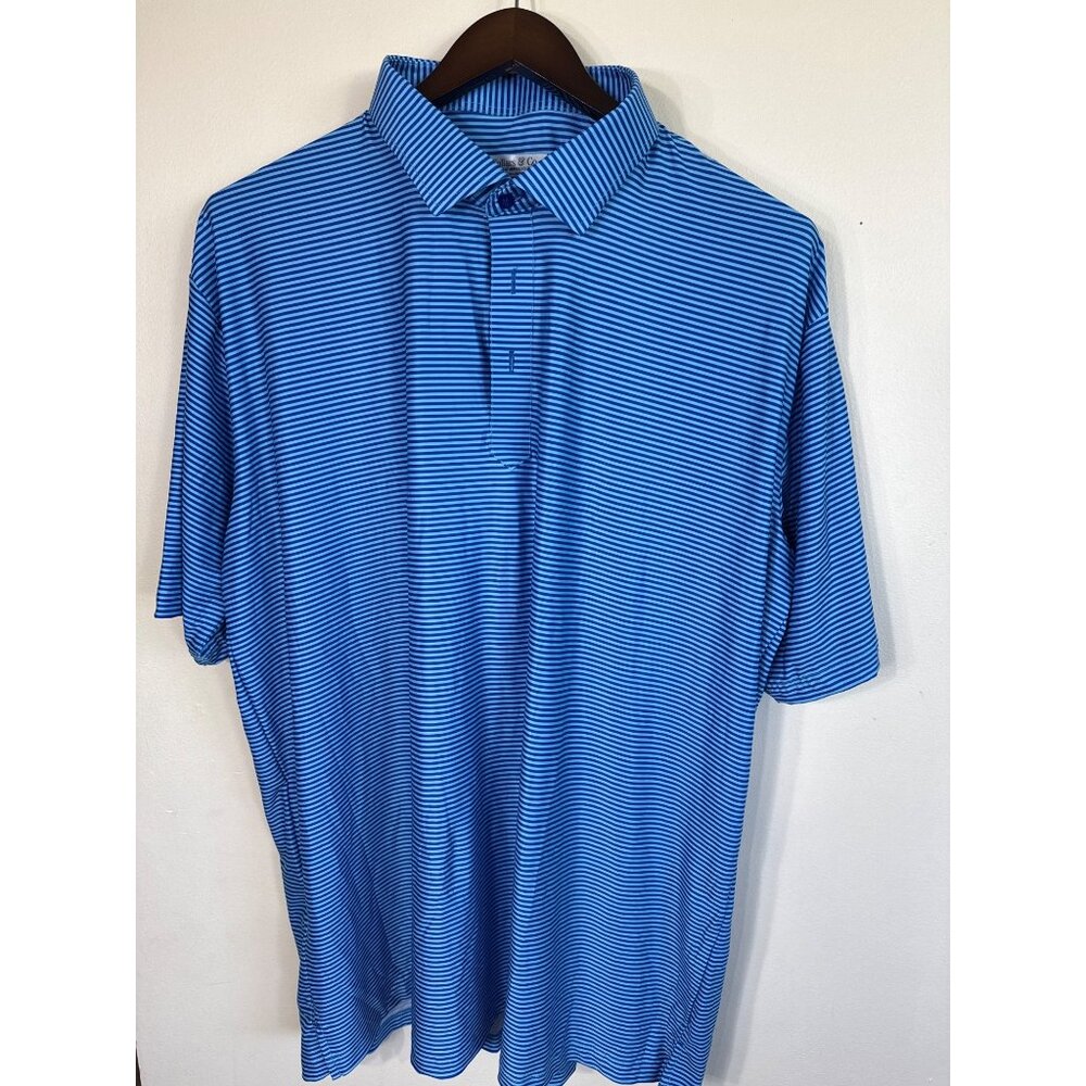 Collars & Co. Featherweight Blue Striped Mens Polo Shirt Size 3XL Short Sleeve